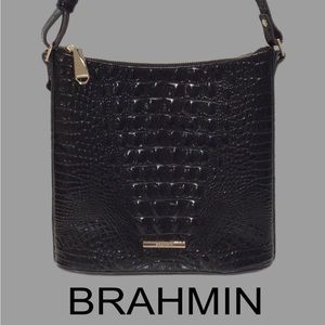 BRAHMIN Katie Embossed Leather Crossbody, Black